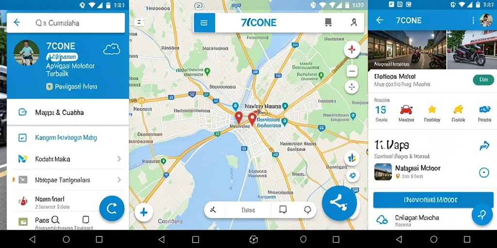 Tampilan antarmuka aplikasi 7CONE yang intuitif untuk Navigasi Motor.