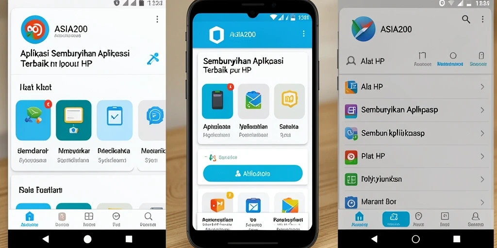 Antarmuka utama ASIA200 menampilkan fitur sembunyikan aplikasi yang mudah digunakan.