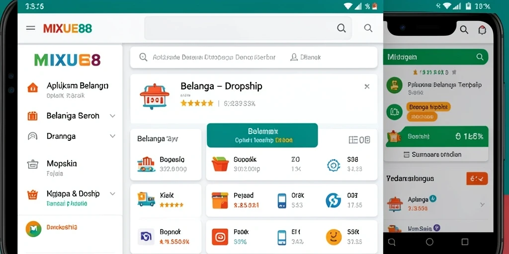 Antarmuka aplikasi MIXUE88 memudahkan dropshipping dengan fitur intuitif.