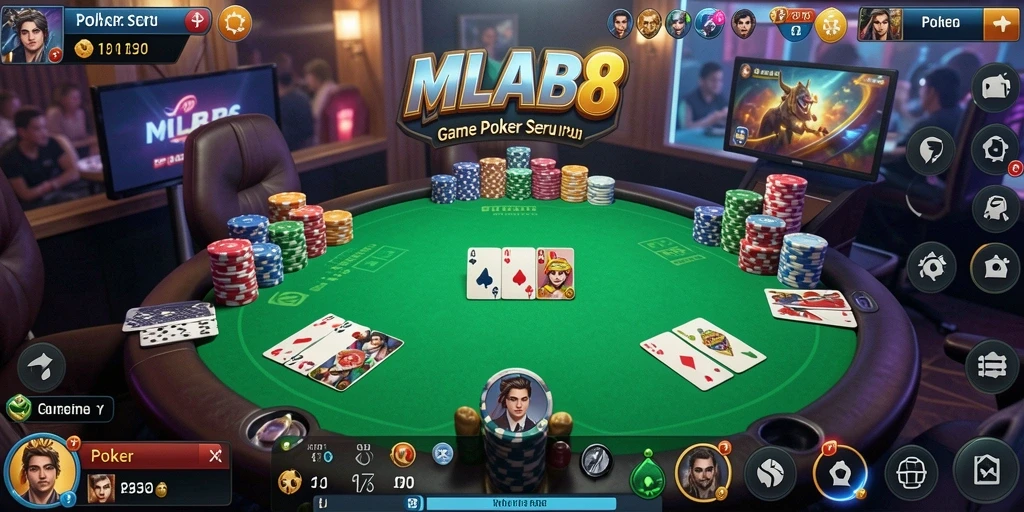 Screenshot MLBB8 menunjukkan antarmuka permainan poker yang menarik dan interaktif.