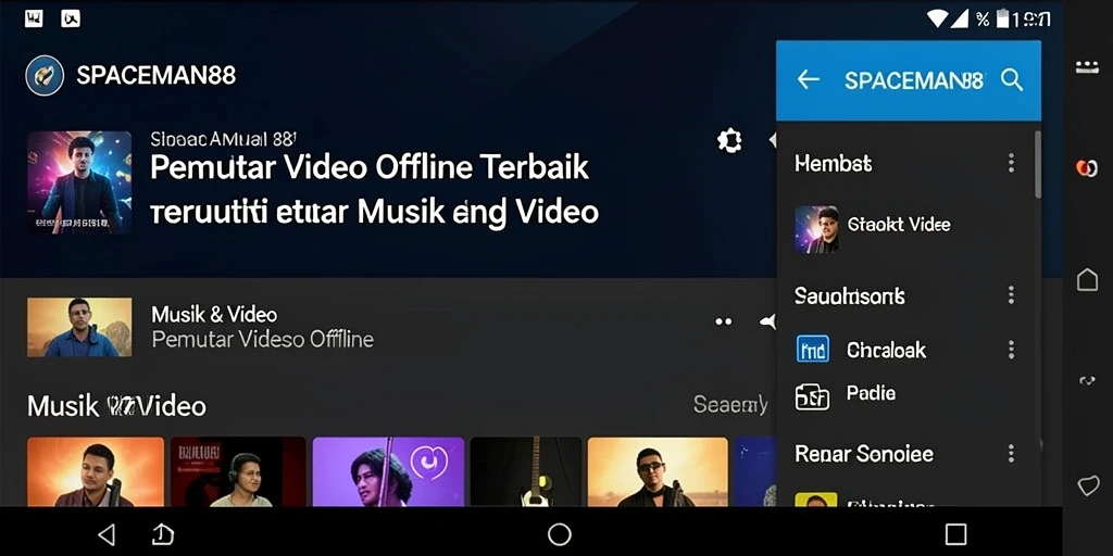 Tampilan antarmuka Pemutar Video Offline SPACEMAN88 yang user-friendly.